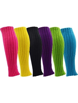 Leg Warmers for Women, 6 Pairs Knee High Cable Knit Warm Thermal Acrylic Winter Sleeve