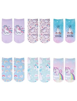 Zmart Women's Girl Cat Food Unicorn Ankle Socks Funny 3D Print Low Cut Socks