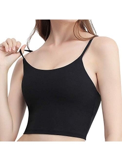 FITTIN Padded Longline Camisole Sports Bra Tank Top - Fitness Workout Running Yoga Cami Crop Top