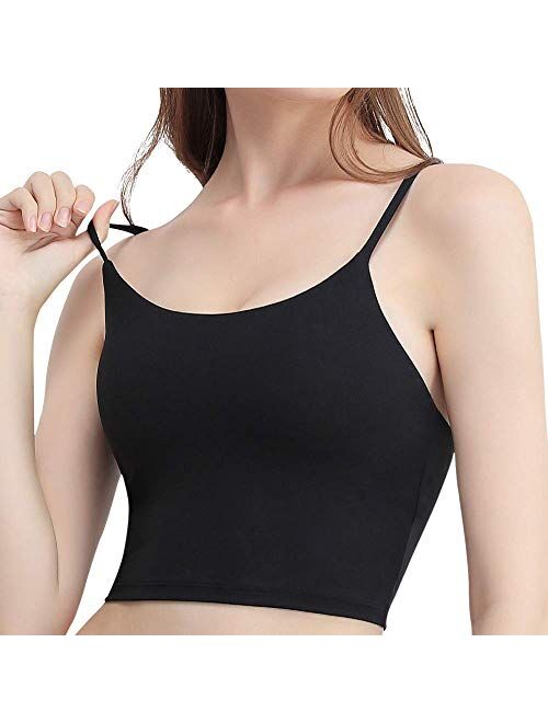 FITTIN Padded Longline Camisole Sports Bra Tank Top - Fitness Workout Running Yoga Cami Crop Top