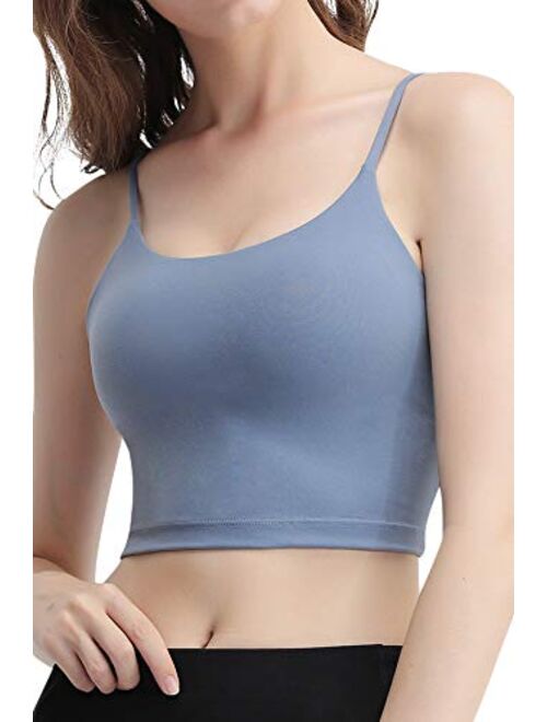 FITTIN Padded Longline Camisole Sports Bra Tank Top - Fitness Workout Running Yoga Cami Crop Top