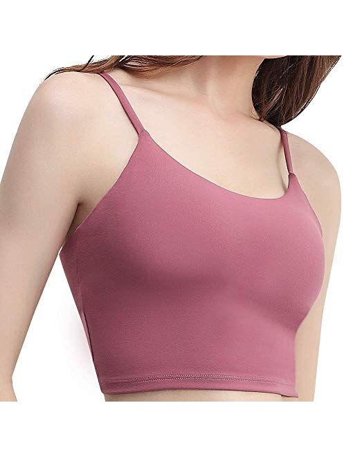 FITTIN Padded Longline Camisole Sports Bra Tank Top - Fitness Workout Running Yoga Cami Crop Top