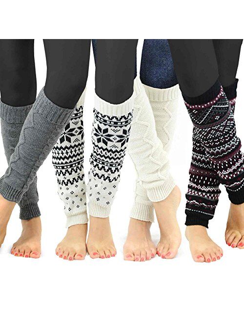 TeeHee Gift Box Women's Fashion Leg Warmers or Leg Warmers with Boot Topper combo Assorted Multi Pair