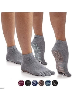 Gaiam Yoga Socks - Grippy Non Slip Sticky Full-Toe Grip Accessories for Women & Men