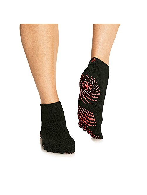 Gaiam Yoga Socks - Grippy Non Slip Sticky Full-Toe Grip Accessories for Women & Men