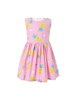 SMILING PINKER Little Girls Dresses Swing Summer Cotton Sleeveless Butterfly