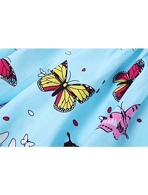 SMILING PINKER Little Girls Dresses Swing Summer Cotton Sleeveless Butterfly