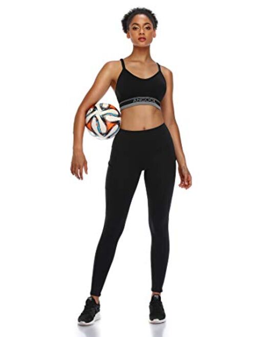 ANGOOL Women's Strappy Sports Bra with Adjustable Straps - Medium Support Longline Wirefree Activewear Bra