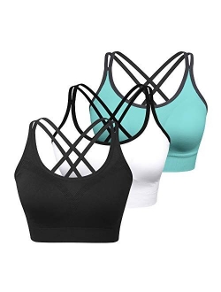 Womens Sports Bras - Racerback Wirefree Padded Comfort Workout Bras for Yoga Fitness