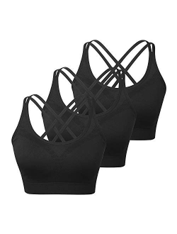 Womens Sports Bras - Racerback Wirefree Padded Comfort Workout Bras for Yoga Fitness