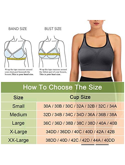 Womens Sports Bras - Racerback Wirefree Padded Comfort Workout Bras for Yoga Fitness