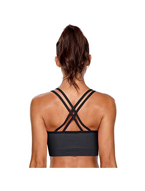 Womens Sports Bras - Racerback Wirefree Padded Comfort Workout Bras for Yoga Fitness