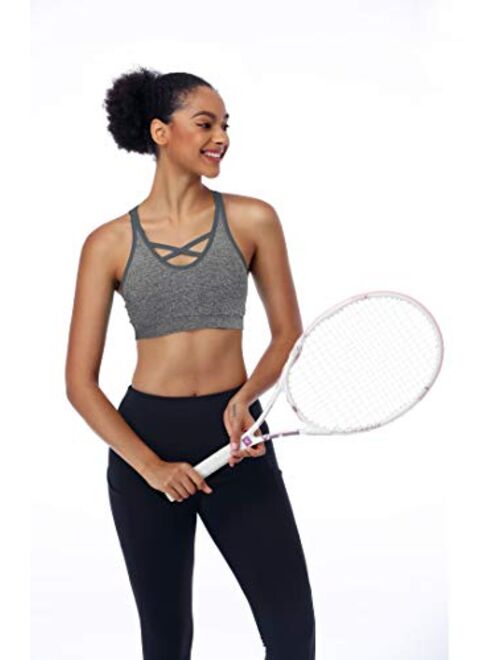 ANGOOL Strappy Sports Bras for Women - Medium Support Wirefree Yoga Bra Activewear