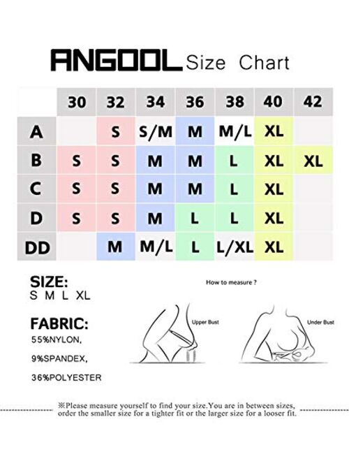 ANGOOL Strappy Sports Bras for Women - Medium Support Wirefree Yoga Bra Activewear