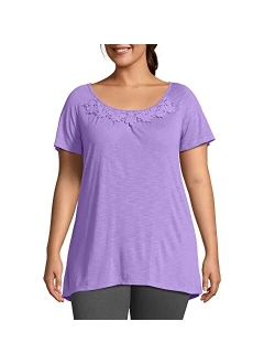 Women's Plus Size Crochet Trim Tunic