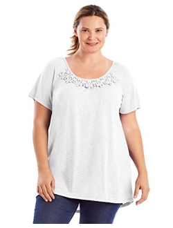 Women's Plus Size Crochet Trim Tunic