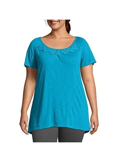 Women's Plus Size Crochet Trim Tunic