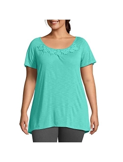 Women's Plus Size Crochet Trim Tunic