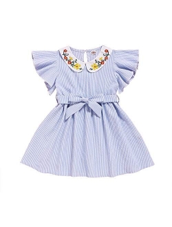 Kucnuzki Toddler Girl Outfits Baby Sunflower Princess Dresses Denim Summer Sleeveless Clothes Jean Tutu Skirts for Girls