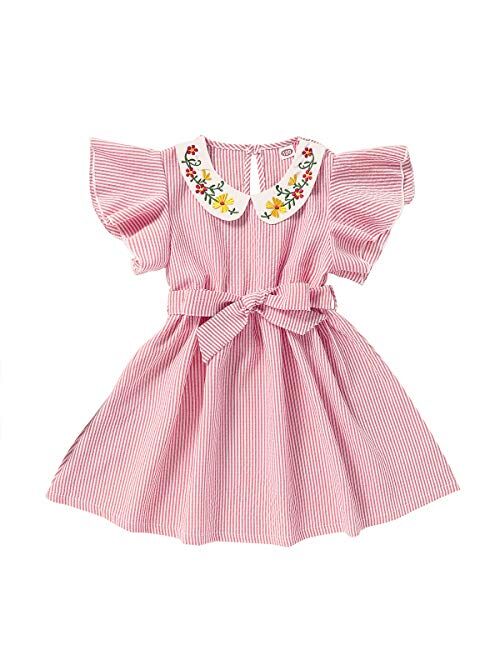 Kucnuzki Toddler Girl Outfits Baby Sunflower Princess Dresses Denim Summer Sleeveless Clothes Jean Tutu Skirts for Girls