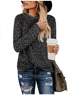 BMJL Women's Casual Leopard Print Tops Long Sleeve T Shirt Cute Blouse Graphic Tees