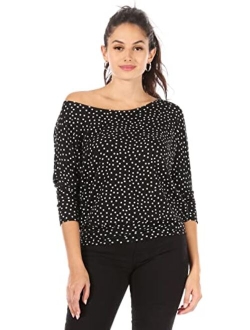 Dolman Tops for Women Sexy Off The Shoulder Tops Banded Waistband Shirts 3/4 Sleeves Regular and Plus Size Tops