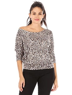 Dolman Tops for Women Sexy Off The Shoulder Tops Banded Waistband Shirts 3/4 Sleeves Regular and Plus Size Tops