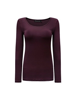 OThread & Co. Women's Long Sleeve T-Shirt Scoop Neck Basic Layer Spandex Shirts