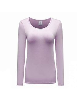 OThread & Co. Women's Long Sleeve T-Shirt Scoop Neck Basic Layer Spandex Shirts