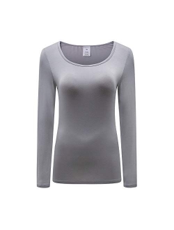 OThread & Co. Women's Long Sleeve T-Shirt Scoop Neck Basic Layer Spandex Shirts