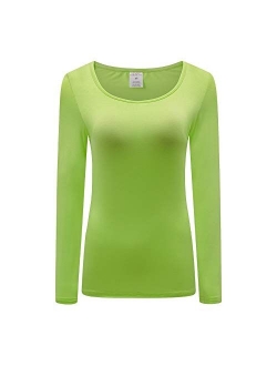 OThread & Co. Women's Long Sleeve T-Shirt Scoop Neck Basic Layer Spandex Shirts