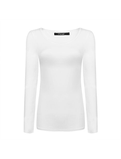 OThread & Co. Women's Long Sleeve T-Shirt Scoop Neck Basic Layer Spandex Shirts