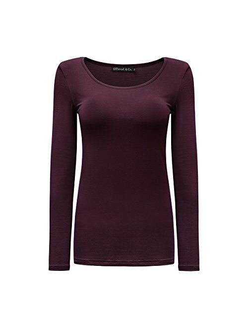 OThread & Co. Women's Long Sleeve T-Shirt Scoop Neck Basic Layer Spandex Shirts