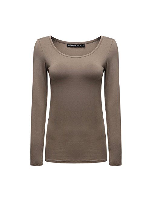 OThread & Co. Women's Long Sleeve T-Shirt Scoop Neck Basic Layer Spandex Shirts