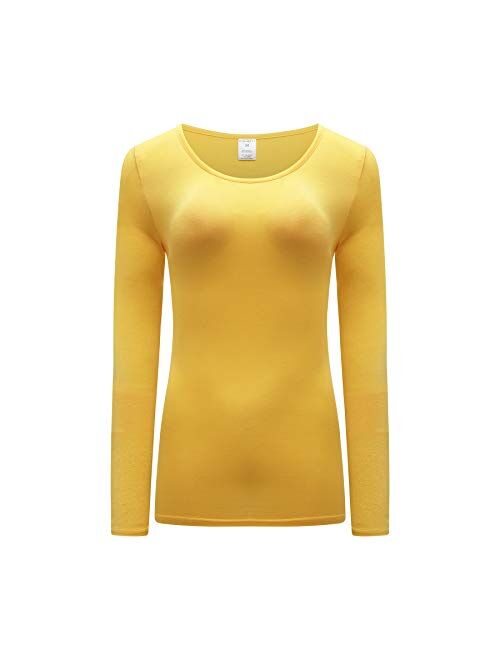 OThread & Co. Women's Long Sleeve T-Shirt Scoop Neck Basic Layer Spandex Shirts