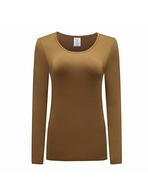 OThread & Co. Women's Long Sleeve T-Shirt Scoop Neck Basic Layer Spandex Shirts