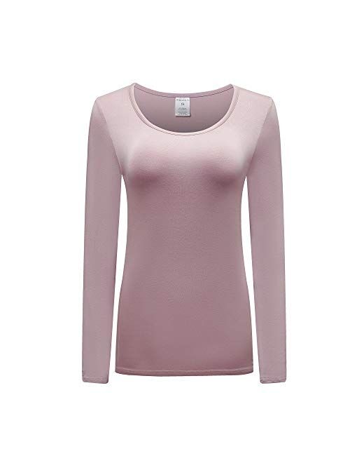 OThread & Co. Women's Long Sleeve T-Shirt Scoop Neck Basic Layer Spandex Shirts