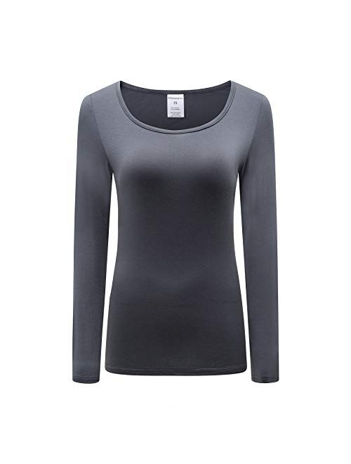 OThread & Co. Women's Long Sleeve T-Shirt Scoop Neck Basic Layer Spandex Shirts