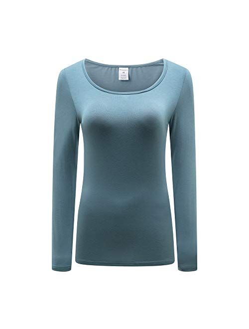 OThread & Co. Women's Long Sleeve T-Shirt Scoop Neck Basic Layer Spandex Shirts