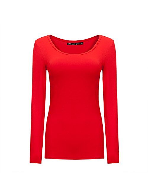 OThread & Co. Women's Long Sleeve T-Shirt Scoop Neck Basic Layer Spandex Shirts