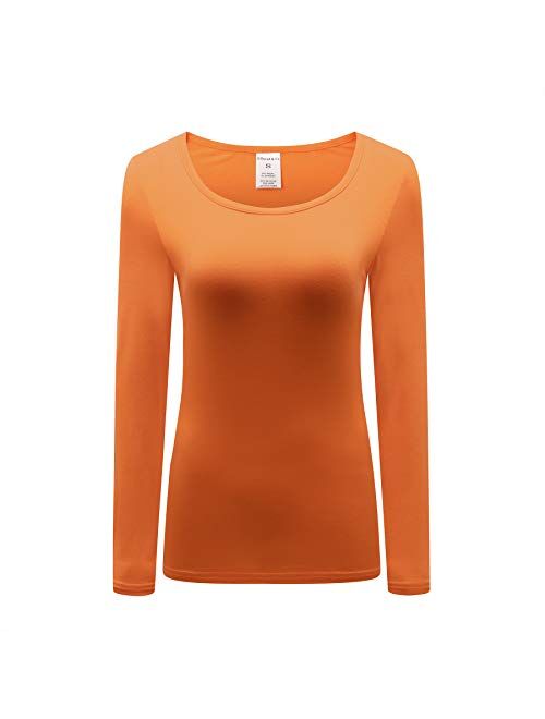 OThread & Co. Women's Long Sleeve T-Shirt Scoop Neck Basic Layer Spandex Shirts