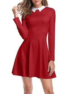 TORARY Womens Long Sleeves Peter Pan Collar Aline Fit and Flare Wednesday Addam Dresses