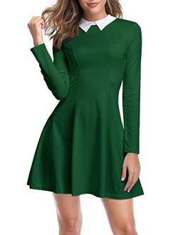 TORARY Womens Long Sleeves Peter Pan Collar Aline Fit and Flare Wednesday Addam Dresses