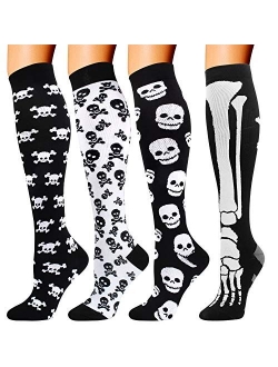 4 Pairs Compression Socks for Men and Women 20-30 mmHg Compression Stockings