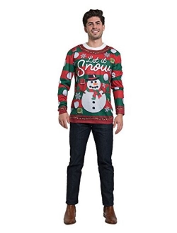 Faux Real Men's 3D Photo-Realistic Ugly Christmas Sweater Long Sleeve T-Shirt