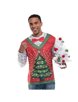 Faux Real Men's 3D Photo-Realistic Ugly Christmas Sweater Long Sleeve T-Shirt