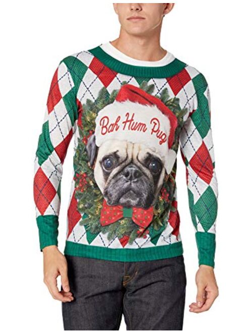 Faux Real Men's 3D Photo-Realistic Ugly Christmas Sweater Long Sleeve T-Shirt