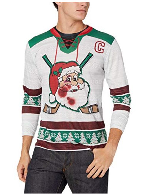 Faux Real Men's 3D Photo-Realistic Ugly Christmas Sweater Long Sleeve T-Shirt