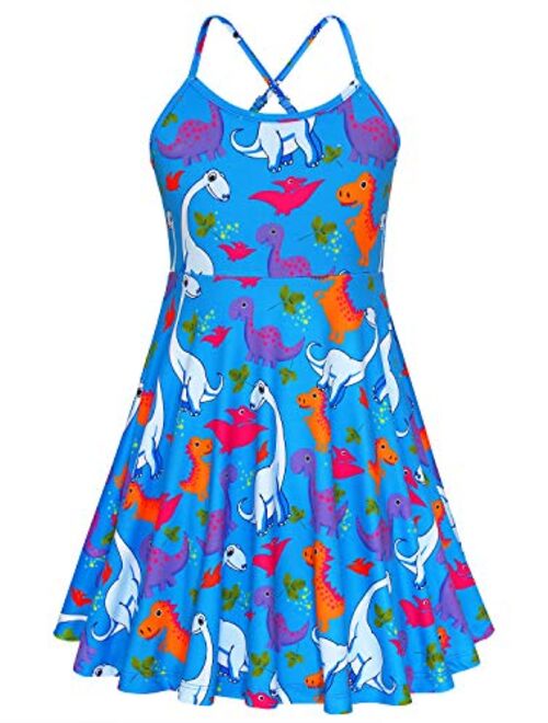 Girls Summer Cami Dress Unicorn Spaghetti Strap Dresses Patriotic 4th of July American Flag Dresses