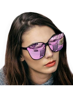 LVIOE Cat Eyes Sunglasses for Women, Polarized Oversized Fashion Vintage Eyewear for Driving Fishing - 100% UV Protection